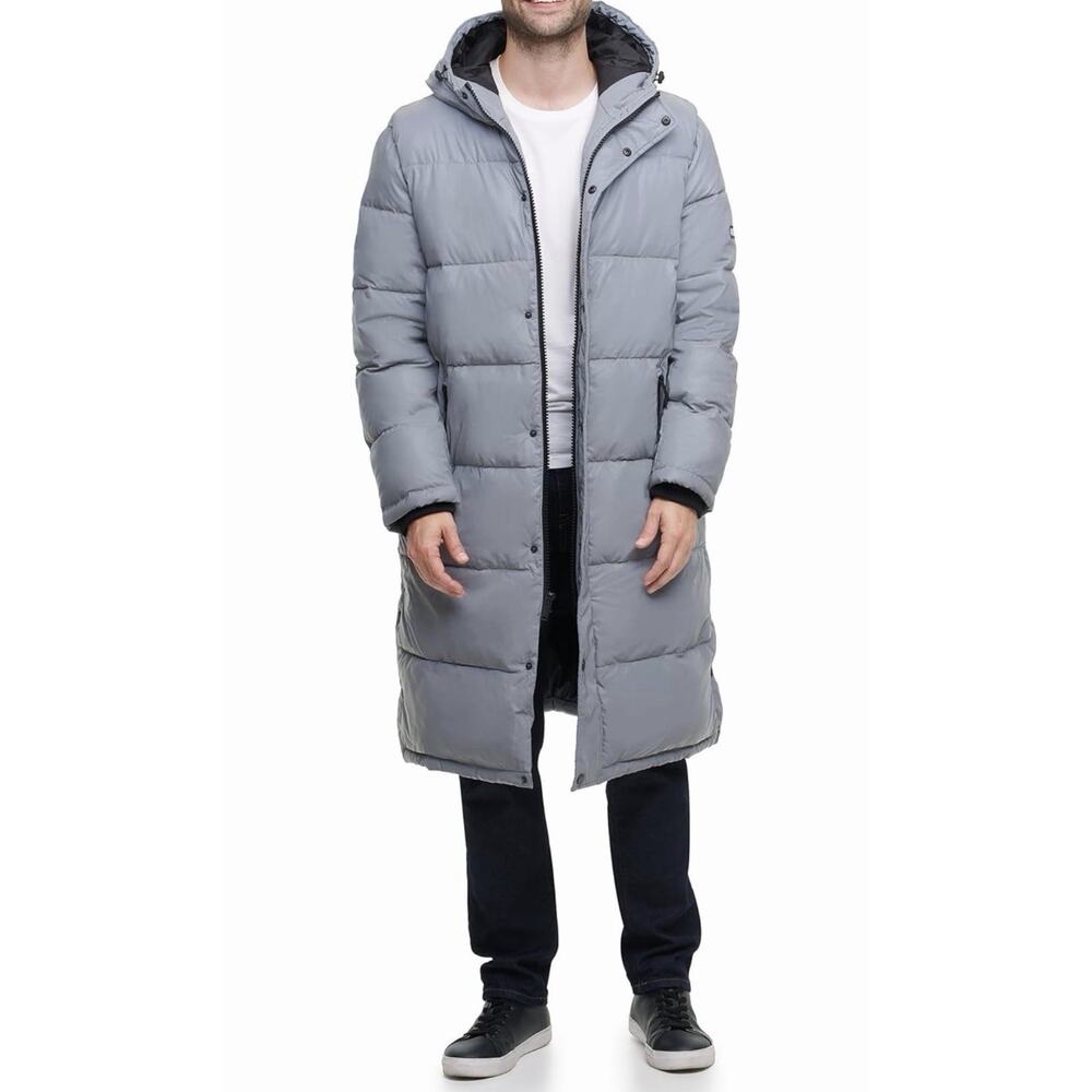 DKNY Arctic Cloth Hooded Extra Long Parka Jacket XL Men See Details